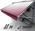 Heavy Duty Burgundy Rv Awning Fabric Replacement 17' With Tie Down Kits & Hooks. Fixed Price $191.99.
