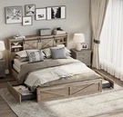 King Size Farmhouse Bed Frameled Lightscharging Station 2 Storage Drawers,. Fixed Price $299.99.