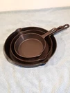 3 Cast Iron Cooking Pans 6.5" 8.5" 10" Mesquite Ridge New. Fixed Price $30.00.