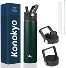 Insulated Water 24OZ Stainless Steel Sport Bottles With 3 Lids,army Green. Fixed Price $25.40.