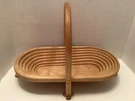 Vtg. Steven Gray Signature Folding Wooden Basket & Trivet New. Fixed Price $18.00.