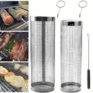Zsflzs 2PCS Rolling Grilling Basket Outdoor Network Mesh Cylinder 12.2" + 11.8". Fixed Price $21.77.