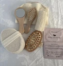 Exfoliating Spa Set 6 Pieces, Wooden Handles, 2 Rose Eye Masks. Fixed Price $8.57.