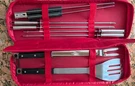 Crate & Barrel Stainless Steel 7 Piece Grill Bbq Set Red Carrying Case. Fixed Price $30.00.