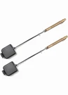 Hawok Cast Iron Square Pie With Stainless Steel Wooden Handle Set Of 2. Fixed Price $20.99.