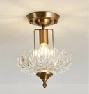 Vintage Gold Semi Flush Mount Ceiling Light Fixture With Clear Glass Shade. Fixed Price $25.00.