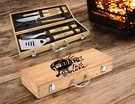 Personalized Bbq Tools 5 Piece Grill Set With Custom Wooden Handles Outdoor. Fixed Price $69.99.