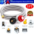 5 Ft High Pressure Propane 20 Psi Adjustable Regulator Stainless Steel Braided. Fixed Price $19.69.