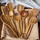 10PCS Wooden Kitchen Utensils Set Nonstick Cooking Spoons Spatula Tools. Fixed Price $23.90.