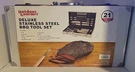 New Outdoor Gourmet Deluxe 21 Piece Stainless Bbq Tool Set, With Case. Fixed Price $29.99.