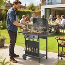 Outsunny 2 Burner Propane Gas Grill, 18000 Btu Bbq With Wheels, Black. Fixed Price $159.99.