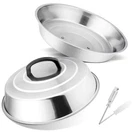 2-PACK 12IN Stainless Steel Cheese Melting Domes Basting Covers For Griddle Bbq. Fixed Price $25.61.