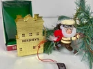Vtg 2 Ornaments Hersheys Chocolate Kurt Adler Skating Man Brass Shoppe Light Up. Fixed Price $19.99.