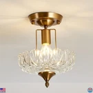 Vintage Gold Semi Flush Mount Ceiling Light Fixture With Clear Glass Shade. Fixed Price $78.33.