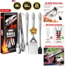 Bbq Tools Grill Set 18INCH Kitchen Accessories Tongs Spatula Fork Brush Stain.... Fixed Price $77.12.
