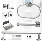 8PCS Brushed Nickel Steel Bathroom Hardware Kit, Wall Mount Towel Bar Set. Fixed Price $20.99.