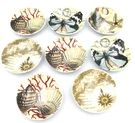 Pottery Barn Coastal Curiosity Set Of 8 Dip Sauce Dishes 3.5" Map Shell Postcard. Fixed Price $45.00.