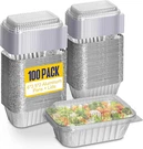 Small Aluminum Pans Wth Lids, 100 Pack Disposable Loaf 6X3.5X2 Inc. Fixed Price $41.99.