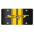 Dodge Srt 3D Logo Yellow Stripe Carbon Fiber Look Steel License Plate. Fixed Price $52.99.