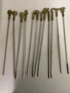 Set Of 12 Vintage Unique Brass & Stainless Steel Kebab Skewers 32CM Length. Fixed Price $39.52.