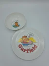 Vintage 1978 Garfield Jim Davis Melamine 8" Plate & Bowl Set More Food's Funner. Fixed Price $29.99.