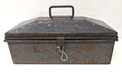 Vintage Hd Steel Tool Box Southern Stove Works Tip-top Coffin Style Richmond Va. Fixed Price $95.00.
