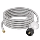 15FT Stainless Braided Propane Hose With Regulator, QCC-1 Adapter X 3/8" Female. Fixed Price $21.99.