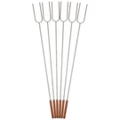 Roasting Fork Camping Chrome Steel With Wood Handle Set Of 6. Fixed Price $32.36.