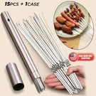 Pack Bbq Barbecue Skewers Metal Shish Kebab 15" Flat Stainless Steel. Fixed Price $9.99.