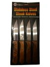 Mr. Bar-b-q 4-PIECE Stainless-steel Steak Knives Genuine Wood Handles. Fixed Price $24.99.