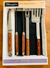 Charmglow 4 Piece Barbeque Tool Set Vintage (spatula, Fork, Knife & Tongs). Fixed Price $89.00.