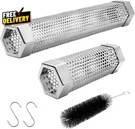 Pellet Smoker Tube Set 6 & 12 Stainless Steel Bbq Wood With Brush.... Fixed Price $14.47.
