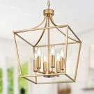Winshen 6-LIGHT Farmhouse Lantern Chandelier Adjustable Gold Fixture. Fixed Price $129.99.