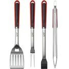 Double Two 4-PIECE Stainless Steel Bbq Tool Set Tong, Fork, Spatula, Red. Fixed Price $53.13.