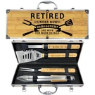 Heavy Duty Wooden Bbq Grill Accessories Kit Stainless Steel Utensils Box Men. Fixed Price $60.31.