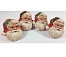 Santa Napkin Ring Holders Set Of 4 Carved Wood And Ceramic Vintage. Fixed Price $29.95.