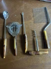 5 Piece Vintage Bakelite Tortoise Handles Cocktail Bar Set. Fixed Price $30.00.