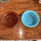 Vtg Smith & Taylor-set Of 2 Embossed Oven Serve Ware Bowls- Blue Brown. Fixed Price $14.99.