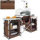 Vevor Camping Kitchen Table Folding Aluminum 3 Cupboard Brown. Fixed Price $129.99.