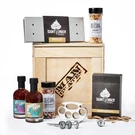 Grill Master Crate With Wood Chips, Smoker Thermometer, Tenderizer, Sauce A.... Fixed Price $158.12.