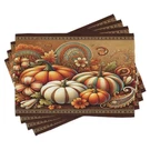 Lunarable Fall Place Mats Set Of 4, Pumpkins And Flowers With Autumnal Inspir.... Fixed Price $37.00.