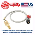 Gasone 0-20 Psi High Pressure Propane Regulator With 4 Ft Steel Braided Hose Ori. Fixed Price $20.19.