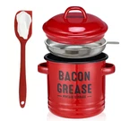 Bacon Grease Container With Strainer - Large Red Kitchen Oil Storage Can. Fixed Price $19.99.