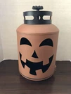 Jack Lantern Halloween Pumpkin Metal Replica Propane Tank. Fixed Price $35.00.