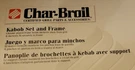 Char-broil Kabob Skewer & Frame Set, Chrome Plated, Heavy Duty For Grill / Bbq. Fixed Price $22.50.