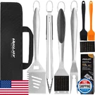 Grilljoy 8PC Bbq Tools Set: Spatula, Fork, Tongs - Stainless Steel, Thick. Fixed Price $45.77.
