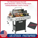 Shinestar 4 Burner Propane Gas Grill 51000 Btu Bbq W / Side & Cover. Fixed Price $310.99.