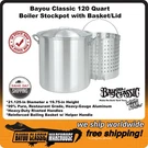 Bayou Classic Boiler Qt 21.125" Diameter Aluminum Stockpot Lid Basket 1200. Fixed Price $348.88.