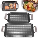 Bbq Topper Grilling Pans (set Of 2)- Non-stick Barbecue Trays W Stainle.... Fixed Price $53.55.