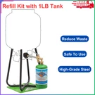 Flame King Refillable 1LB Empty Propane Cylinder Tank With Kit And CGA600. Fixed Price $85.00.